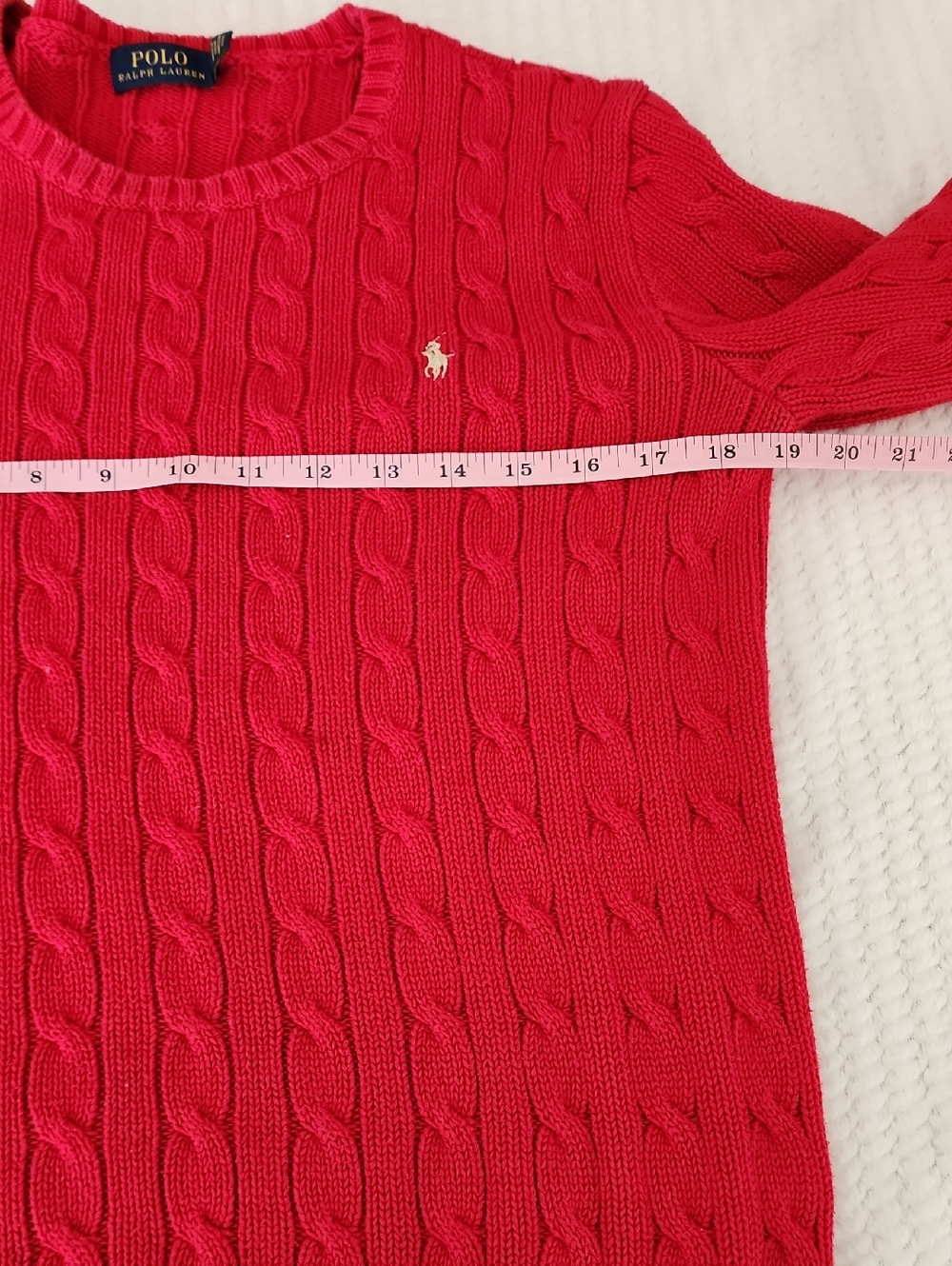Ralph Lauren Women’s Red Cable-Knit Crewneck Sweater - Picture 3 of 5